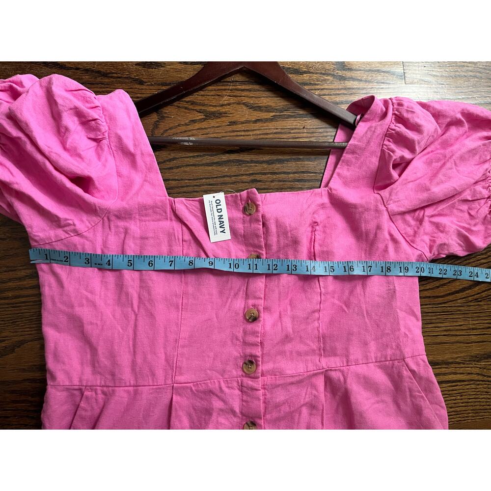 Old Navy Linen Blend Puff Sleeves Mini Dress Women Sz. XL Pink NWT - Picture 4 of 7
